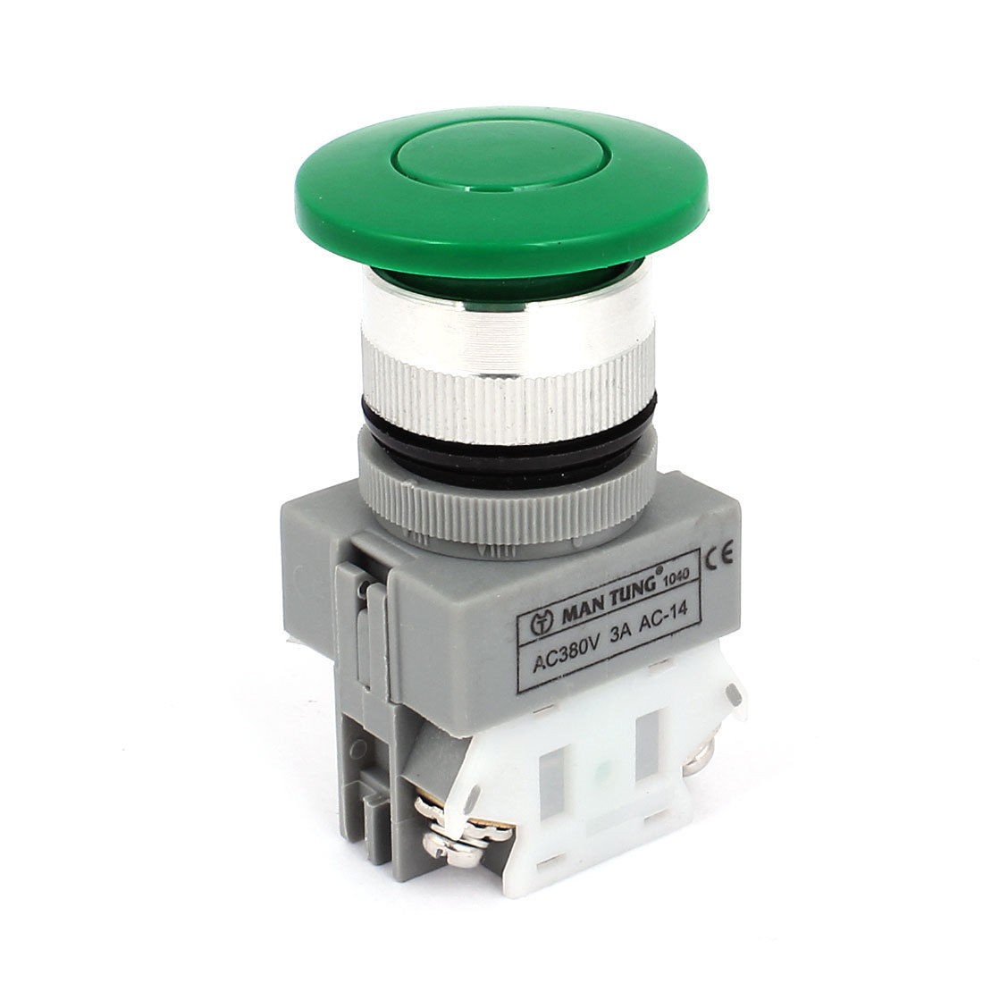 SPST Panel Mounting Green Mushroom Head Momentary Push Button Switches AC380V 3A