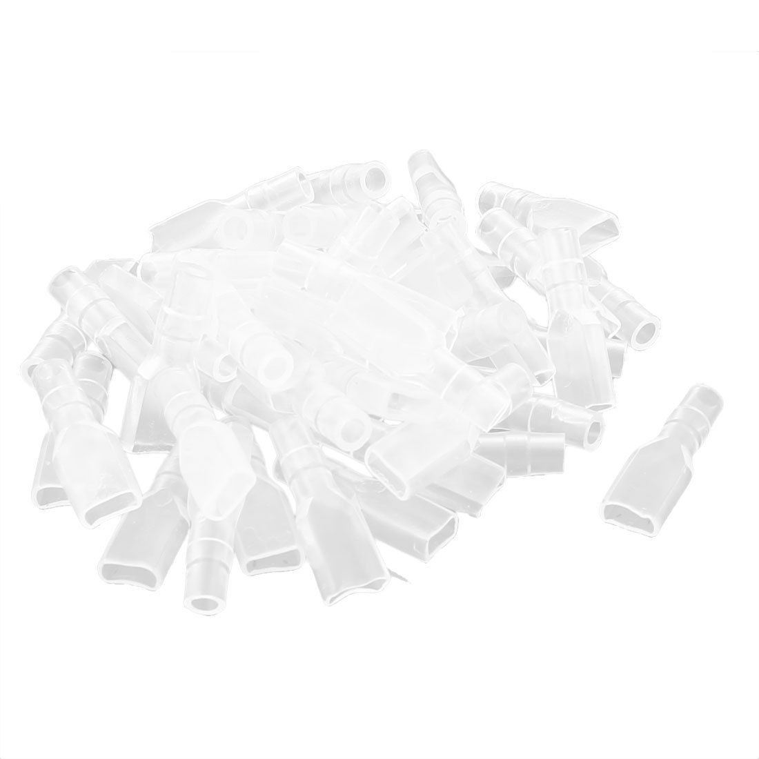 Non Insulated 4.8mm Spade Female Terminal Connector PVC Cover Clear 50pcs