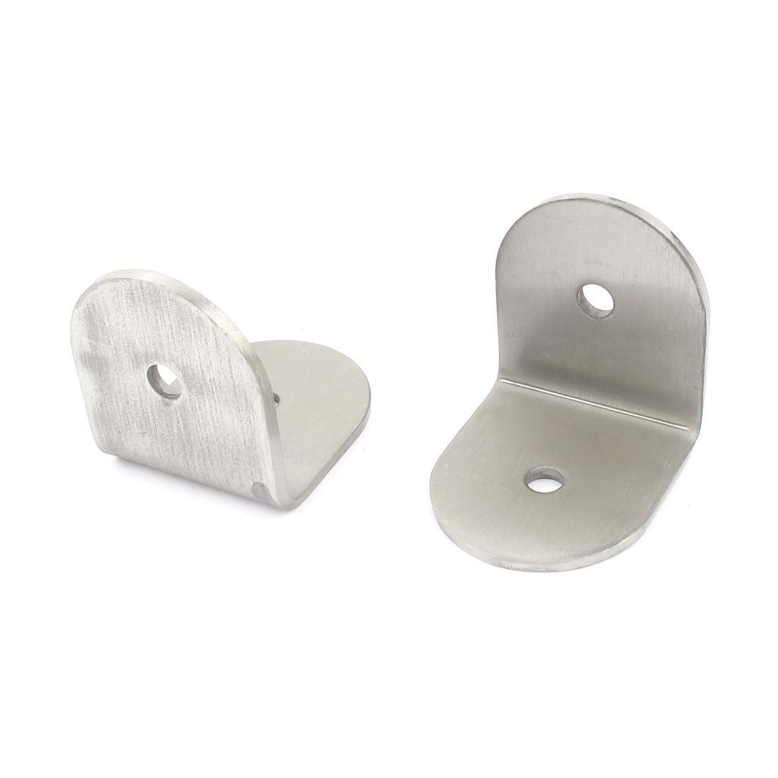 45mmx45mmx3mm Round End Corner Brace Joint Right Angle Bracket Silver Tone 2 Pcs