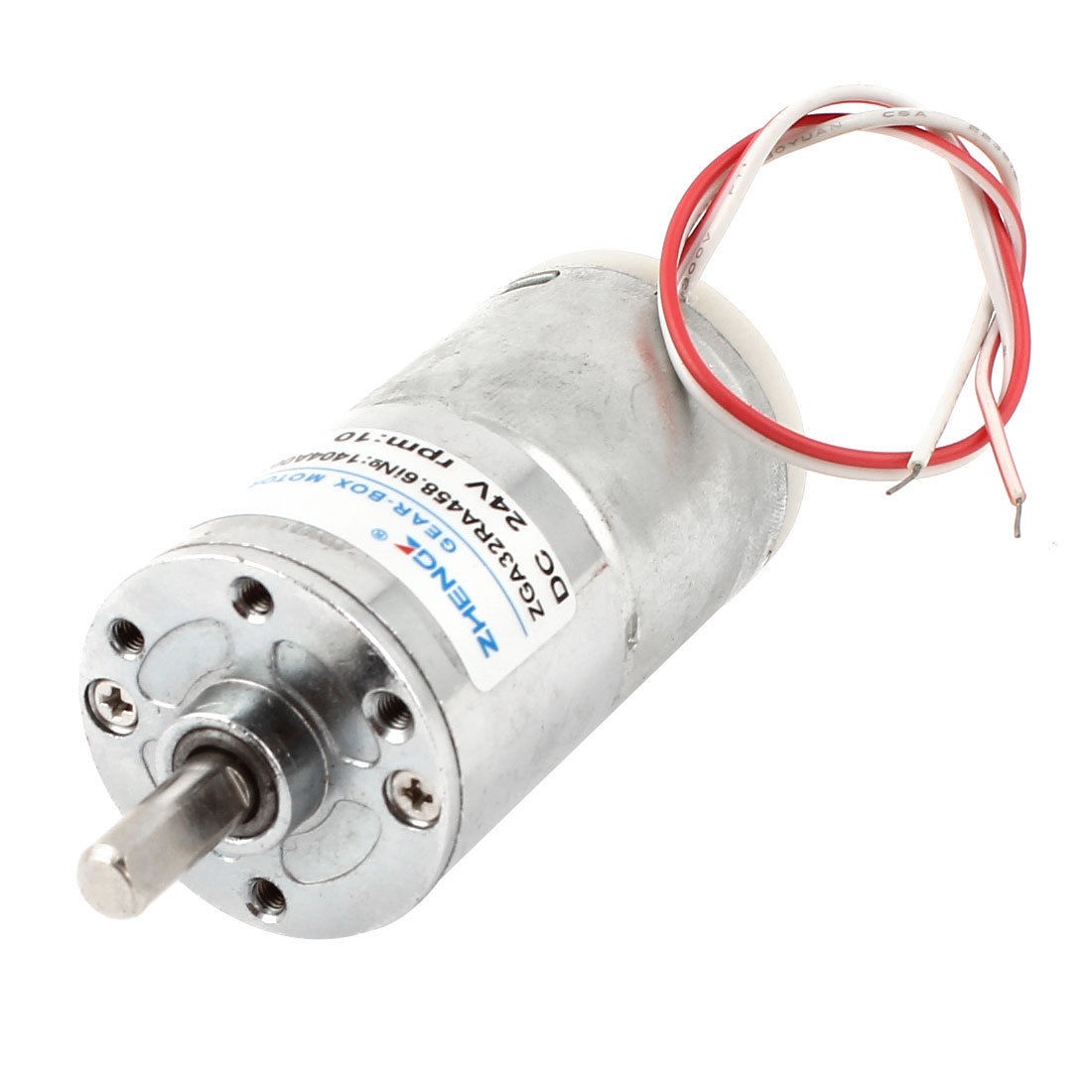 6mm Shaft 32mm Dia 2 Wires Speed Reducer DC Gearbox Geared Motor 10RPM 24V