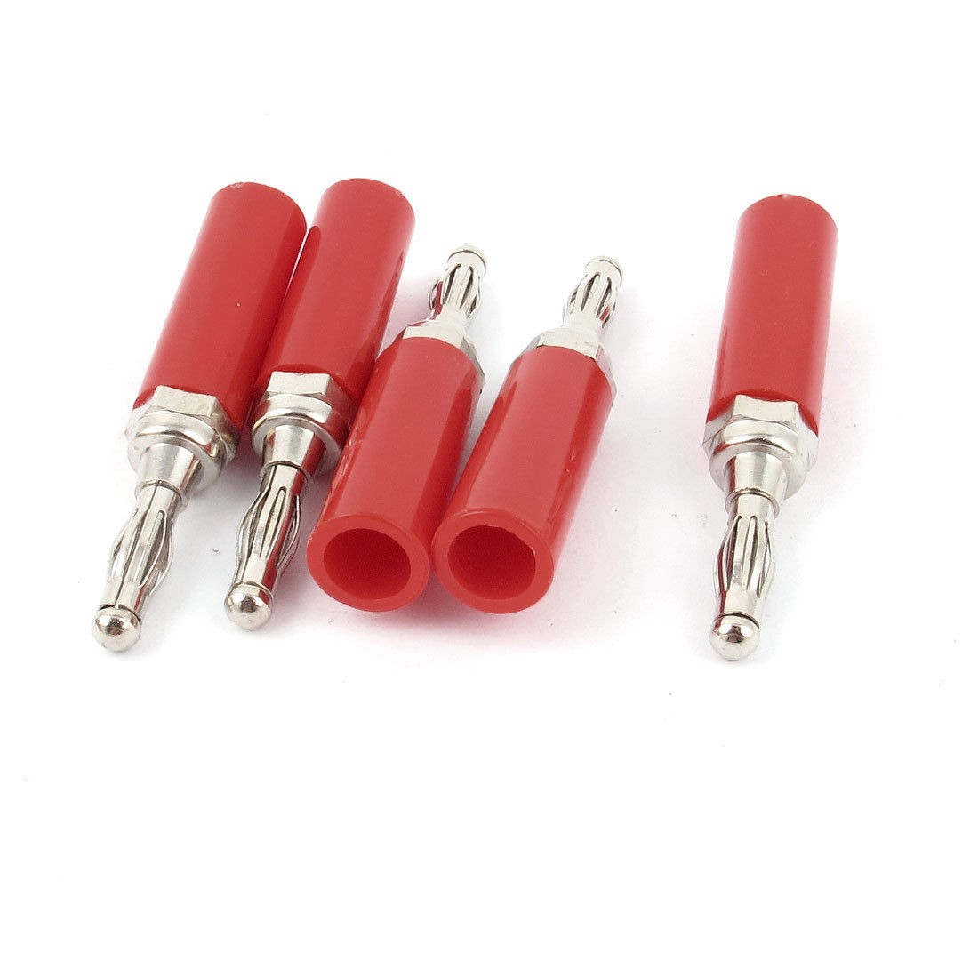5 Pcs 4 8cm Long Red Audio Speaker Male Banana Plug Connector