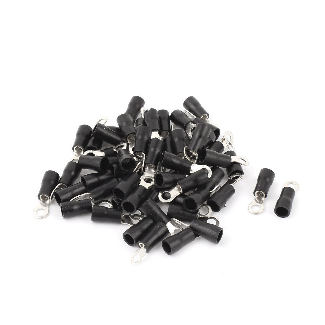 50 Pcs 3 5 4S Insulated Wire Connector Ring Crimp Terminal Black 14 12AWG