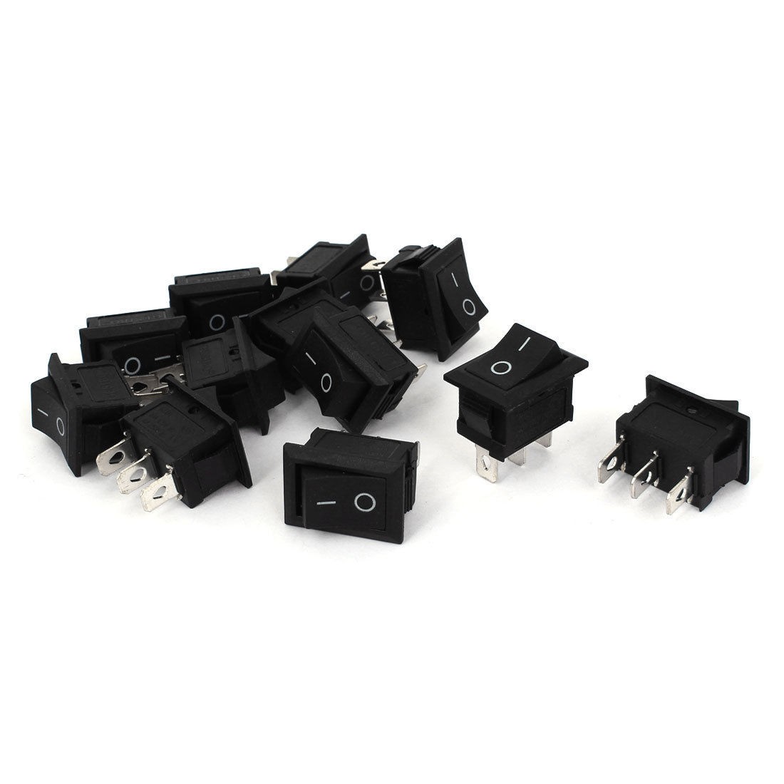 12 Pcs Mini Black 3 Pins SPDT on Off Rocker Switch KCD1 AC 250V 6A 125V 10A