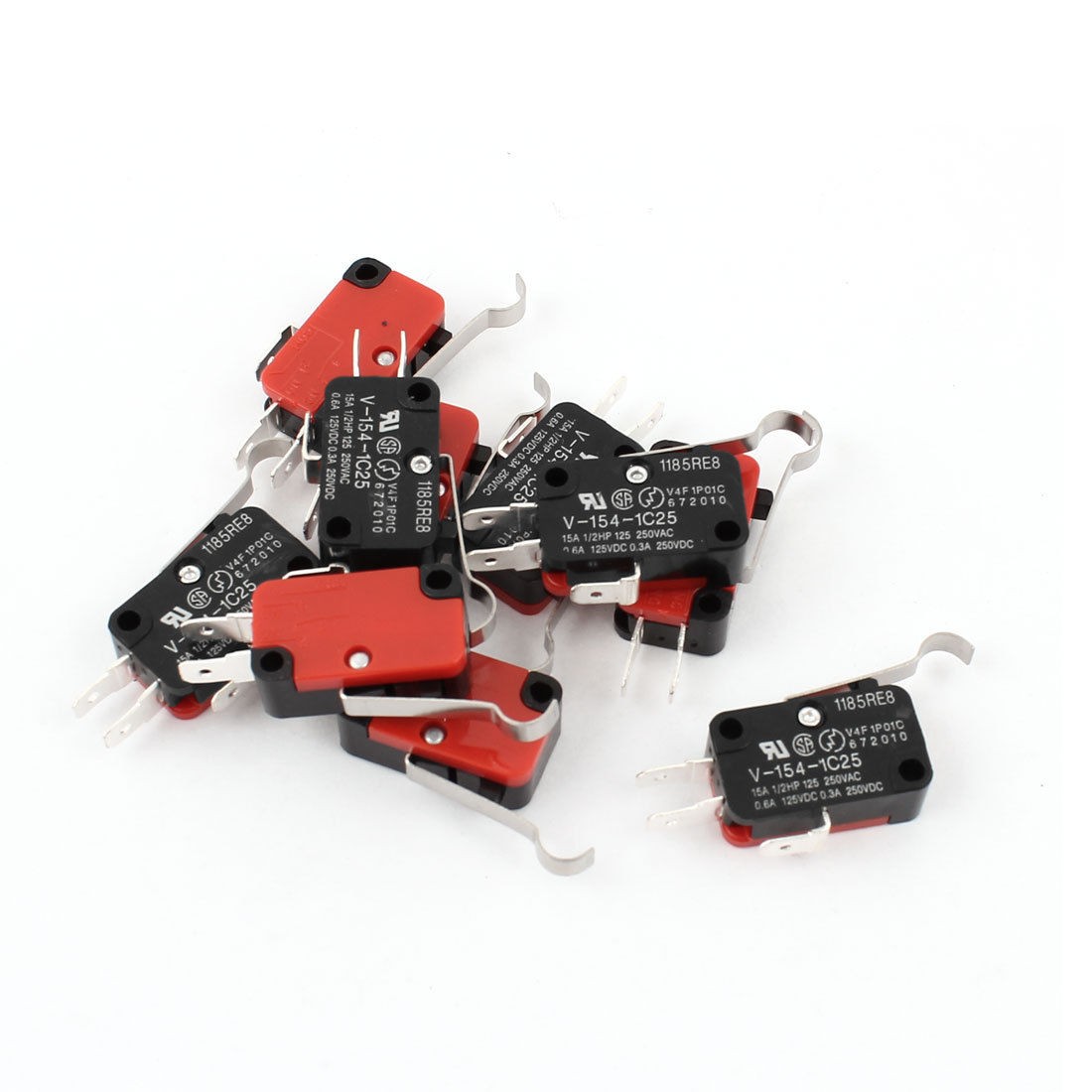 10 Pcs Micro R Hooked Lever Arm Limit Switch SPDT Normally Open Close V 154 1C25