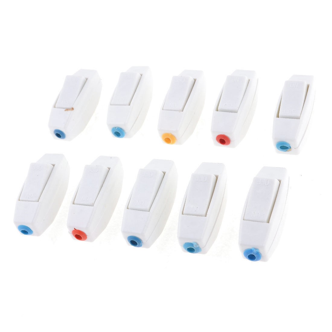 Household 3A 250V Snap in SPST In-line Lamp Switch White 10 Pcs
