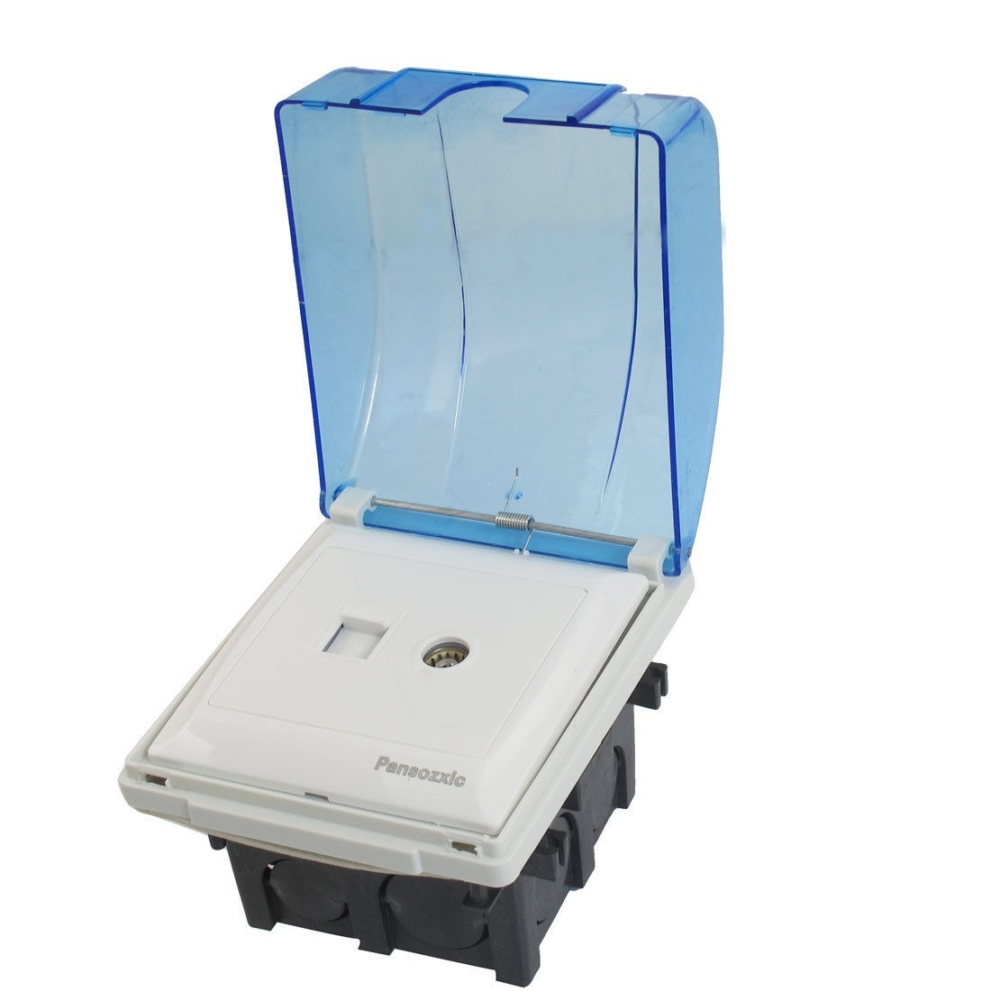 Blue Cover RJ11 Telephone TV Network Wall Outlet Plate w Flush Mount Base