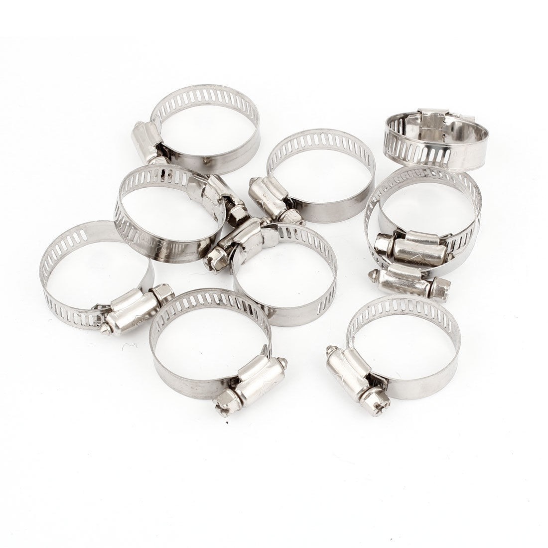 10pcs Bolt Release 18mm to 35mm Silver Tone Stainless Steel Adjustable Hose Clip