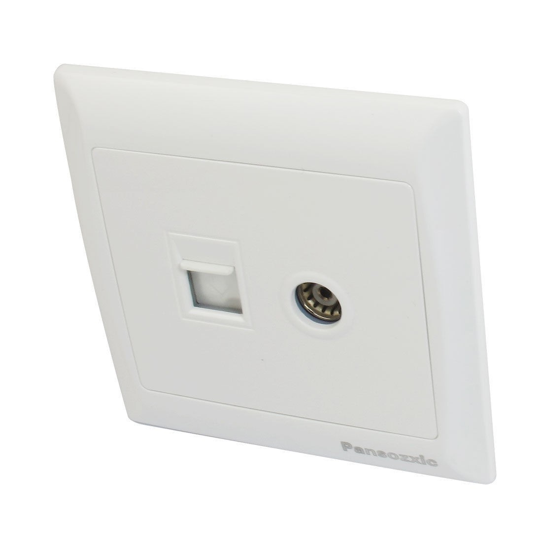 White Rectangle Panel RJ45 Computer RJ11 Telephone Network Wall Outlet Plate