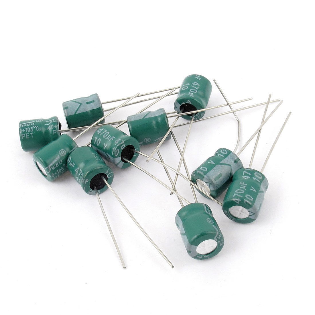 10 Pcs 10V 470uF 105C Radial Lead Electrolytic Capacitor 6mm x 8mm