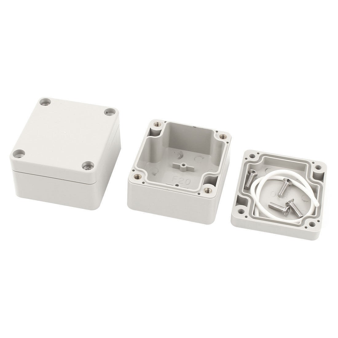 2Pcs Light Gray Plastic Waterproof Power Protector Junction Box 64mmx58mmx35mm