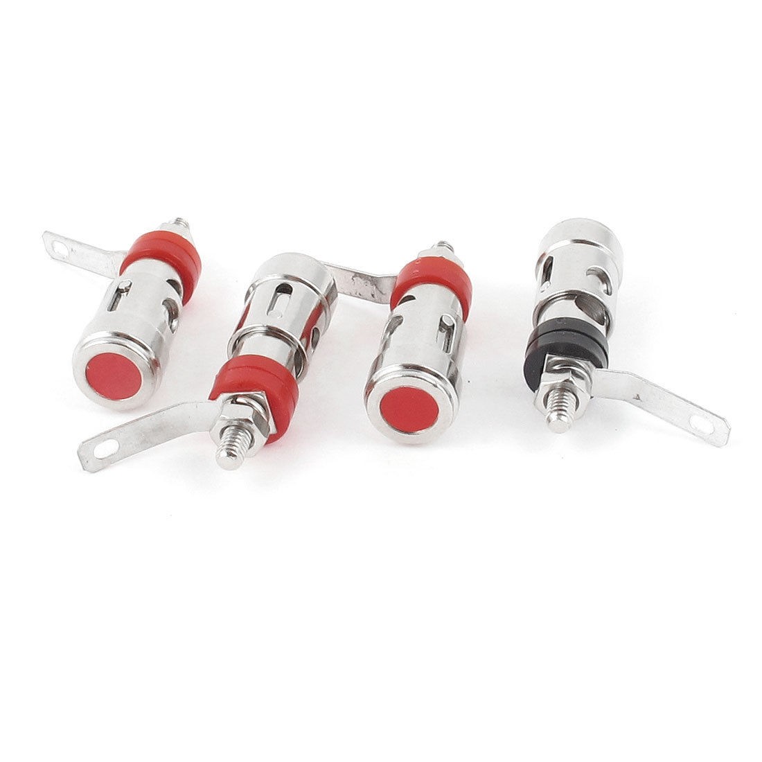 4pcs Silver Tone Amplifier Speaker Terminal Self Locking Binding Post