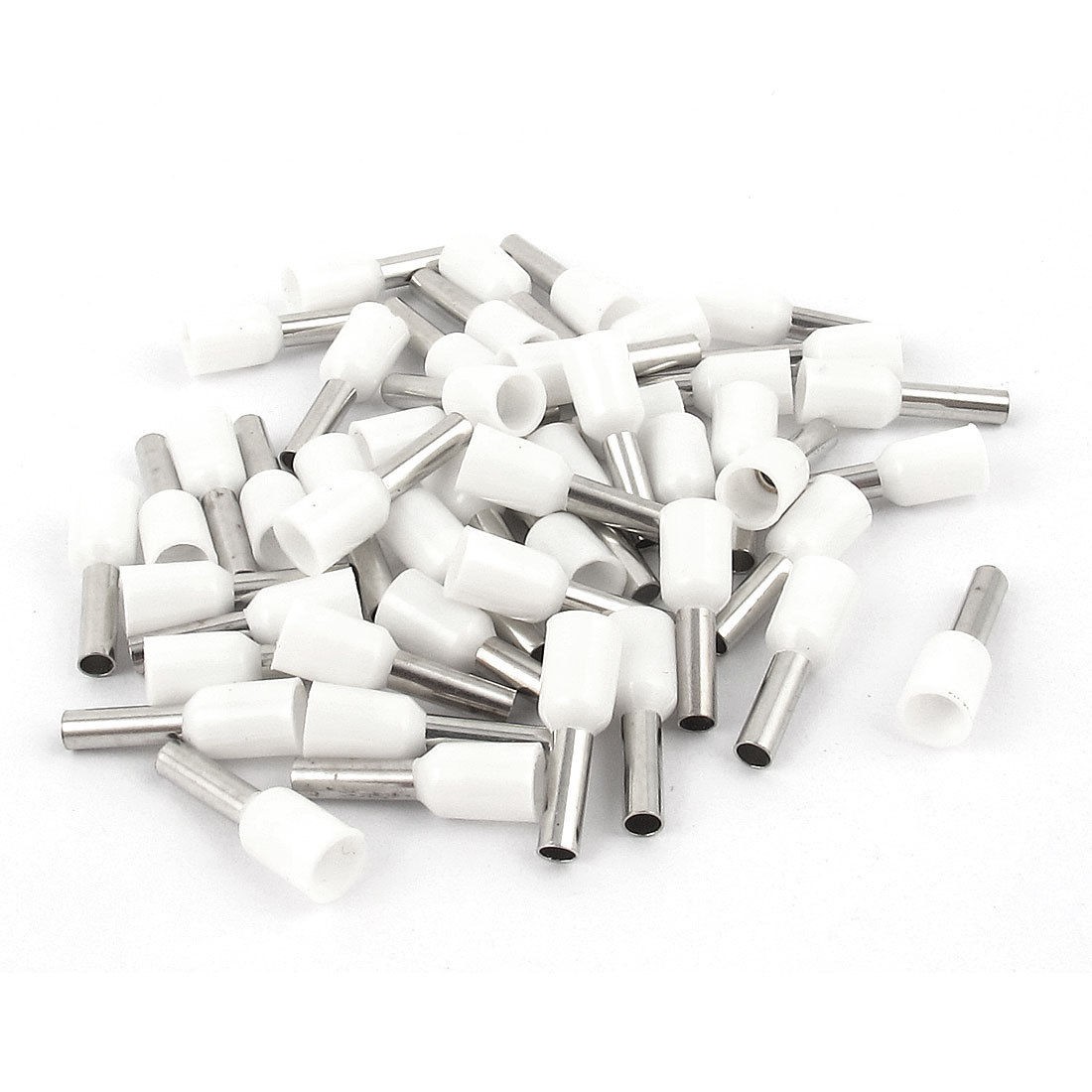 50 Pcs Crimp Cord End Terminal Insulated Bootlace Ferrule White E2508 14AWG