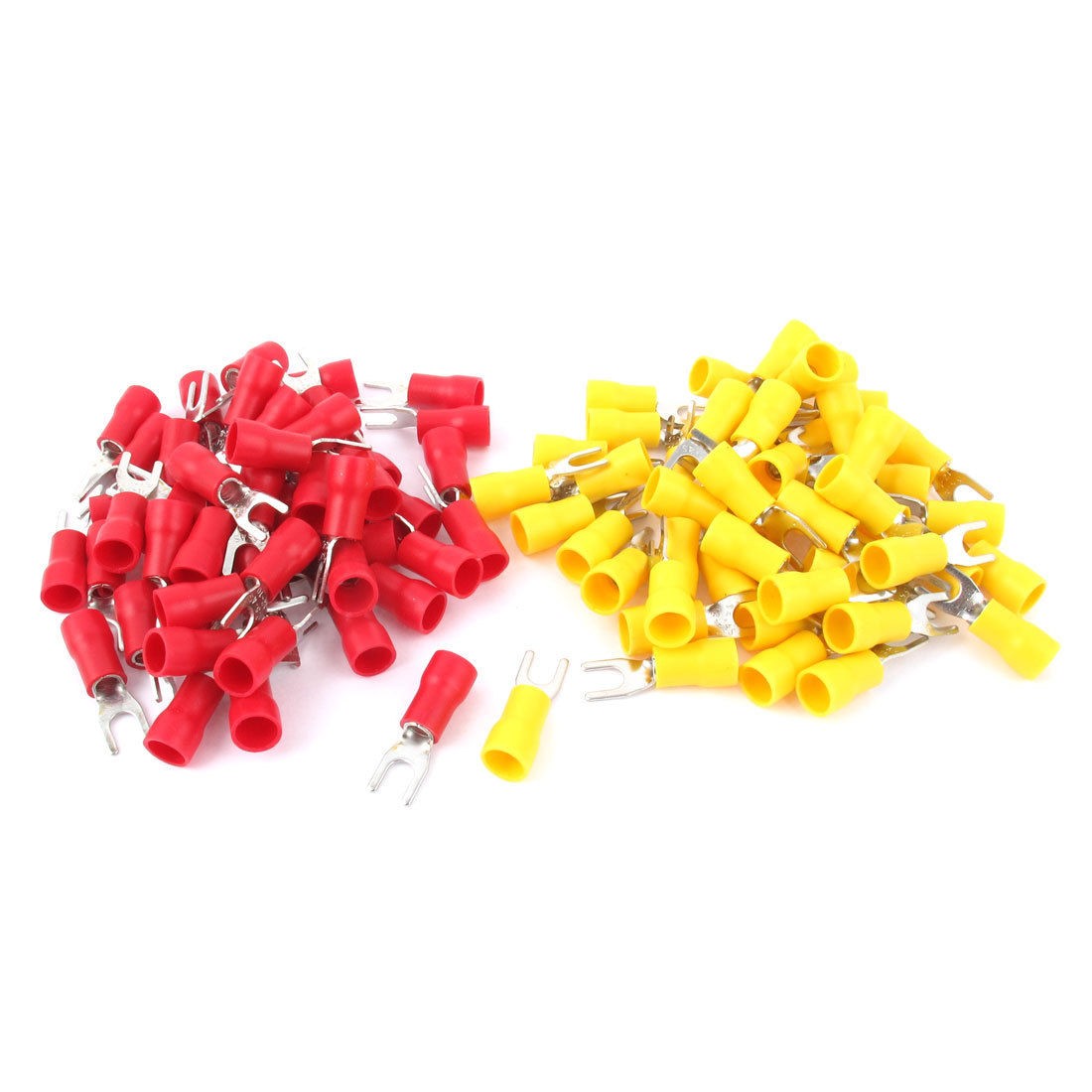 100pcs 12-10 AWG Wire Cable Connector Insulated Fork Spade Terminal Red Yellow