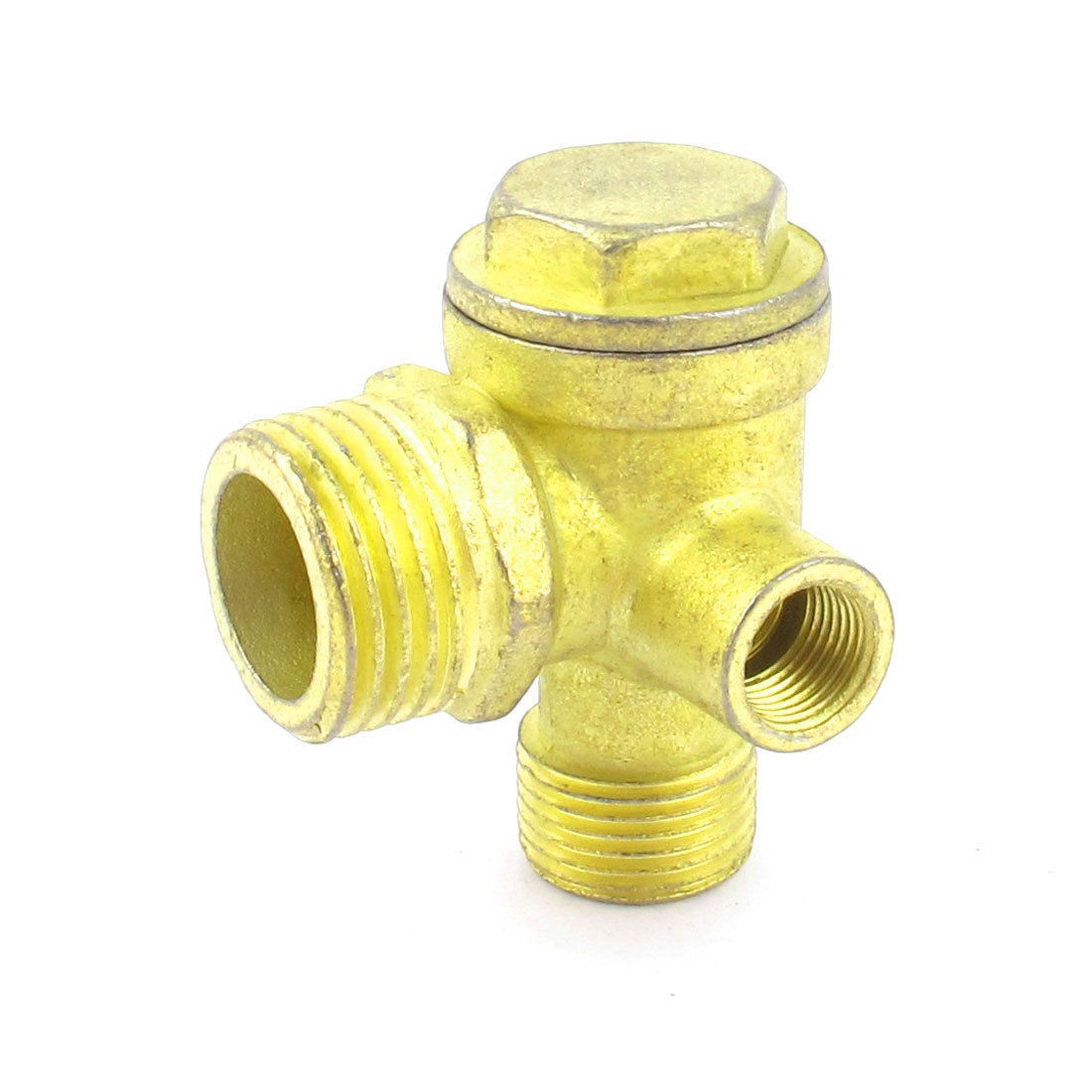 21mmx16mm Male Threaded 9mm Female Thread Air Compressor Check Valve Gold Tone