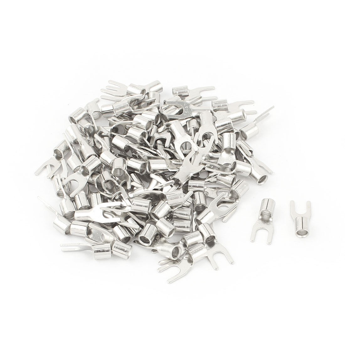 100pcs SNB5.5-4 Non-Insulated Spade Cable Fork Terminals for AWG 12-10