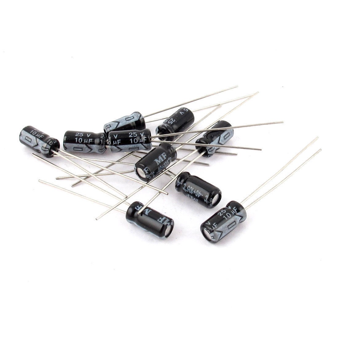10 Pcs 25V 10uF 105C Radial Lead Electrolytic Capacitor 4mm x 8mm