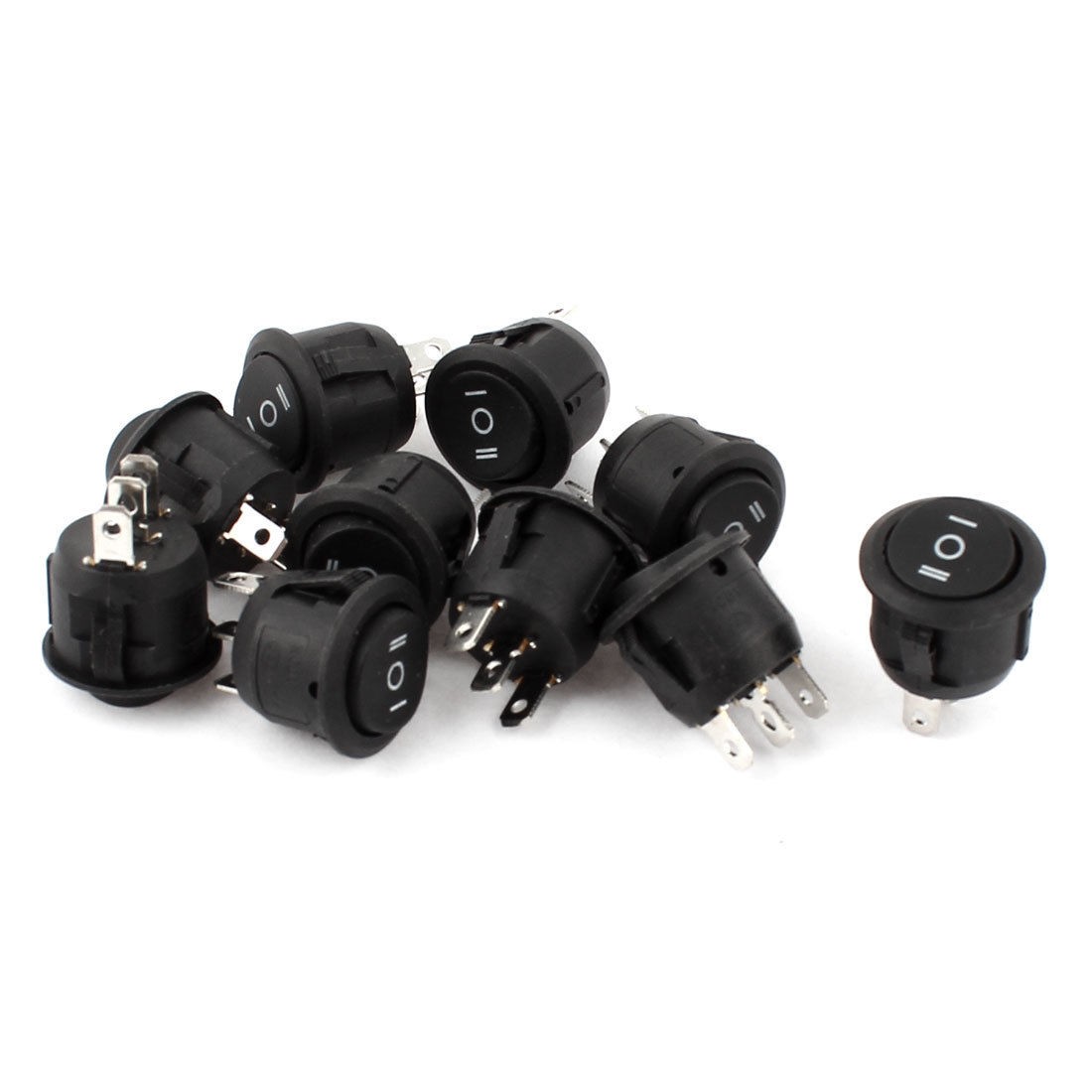 10 Pcs KCD1 3 Pin 3 Postion SPDT Round Rocker Power Switch AC 250V 6A 125V 10A
