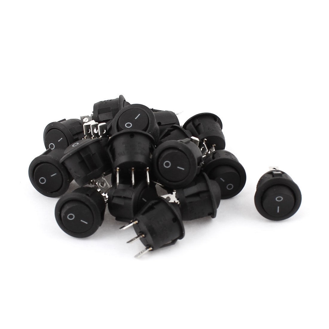 AC 250V 6A AC 125V 10A 3PINS Snap in SPDT Round Rocker Switch 20 Pieces