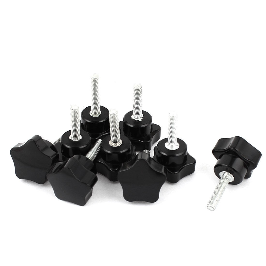 9 Pcs 30mm Dia Plastic Star Shaped Head M6 x 25mm Thread Clamping Screw Knob
