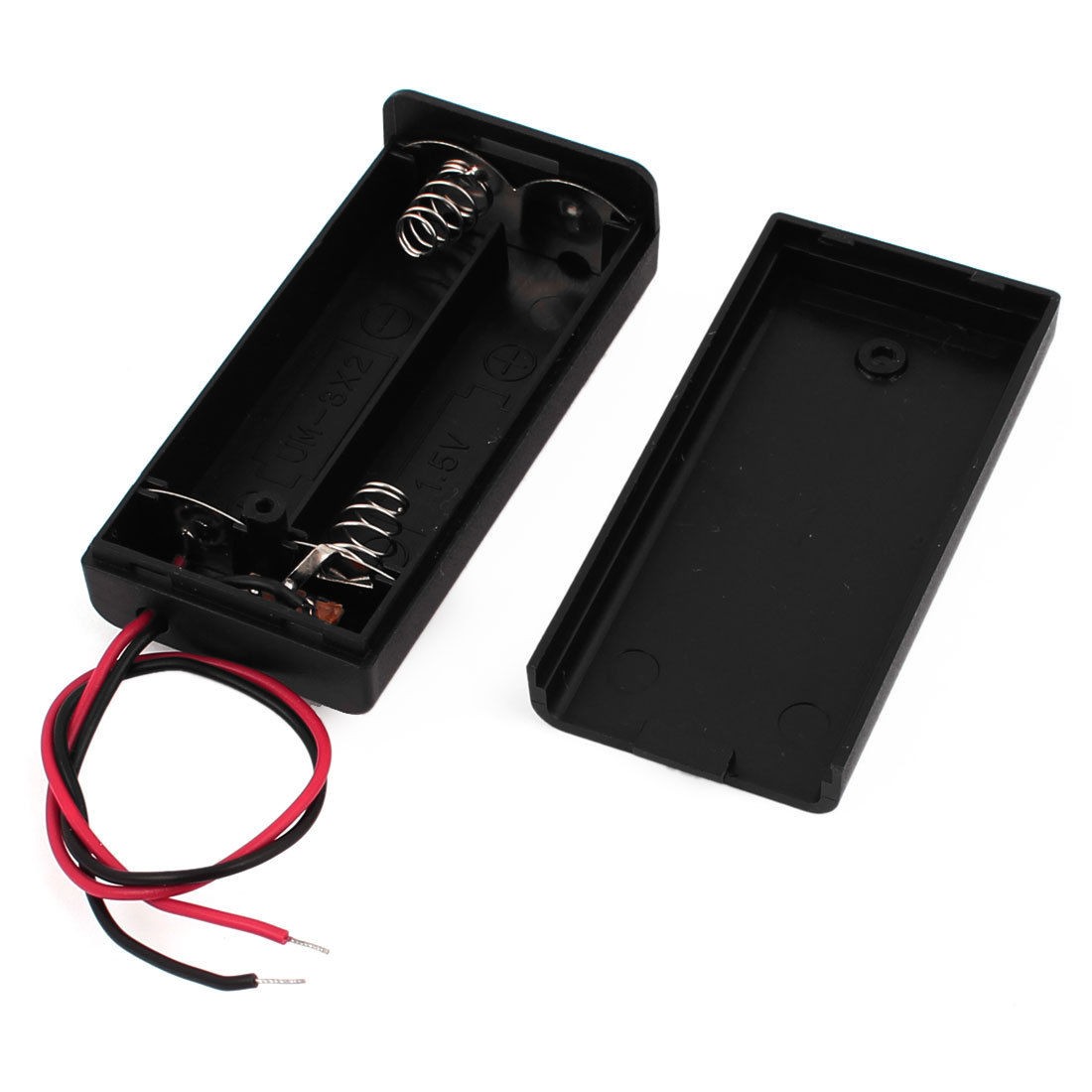 Wire Leads on Off Switch 2 x AA 1 5V Battery Storage Case Holder w Cover