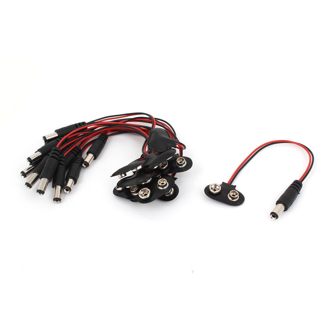 12 Pcs T Type 9V Button Cable Wire to 9mm 5 5mm 2 5mm DC Power Plug