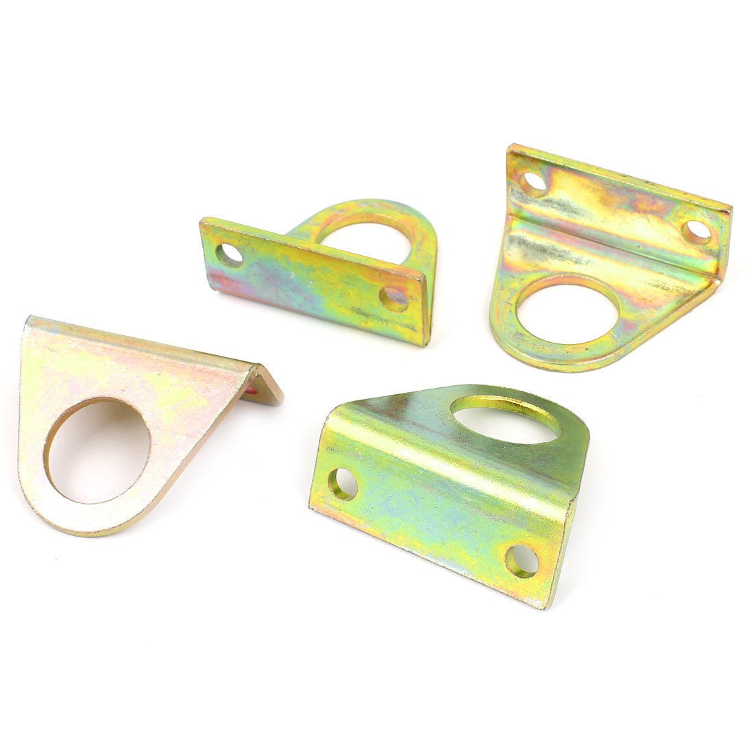 4 Pcs Bronze Tone Metal Pneumatic Air Cylinder Screw Mounting Bracket 53x40mm