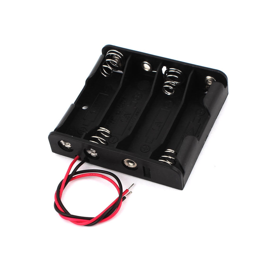 6" Wire Leads Clip Plastic 4 x AA 1 5V Battery Storage Case Holder Black