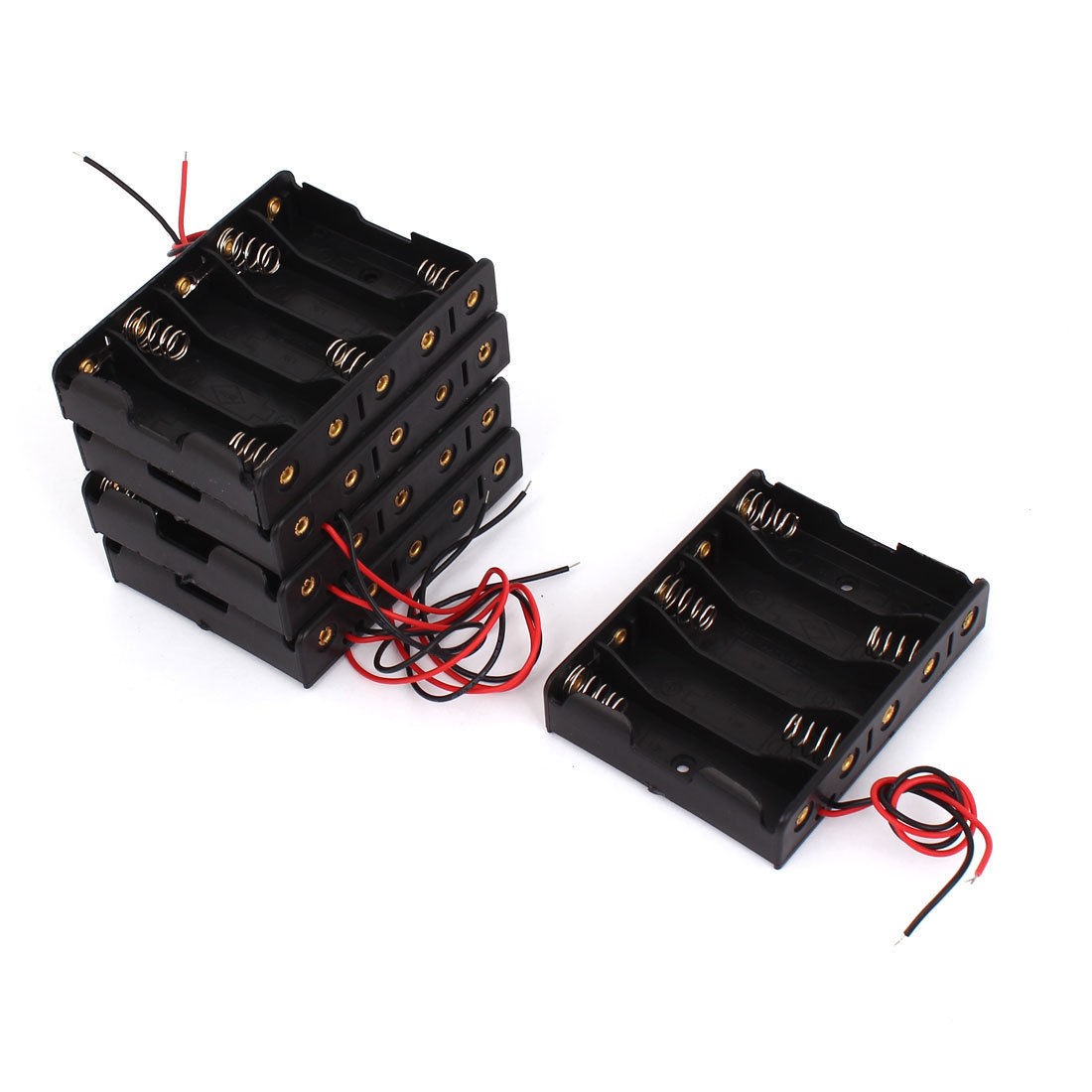5 Pcs Dual Wired Spring Clip 5 x 1 5V AAA Battery Case Container Box Holder