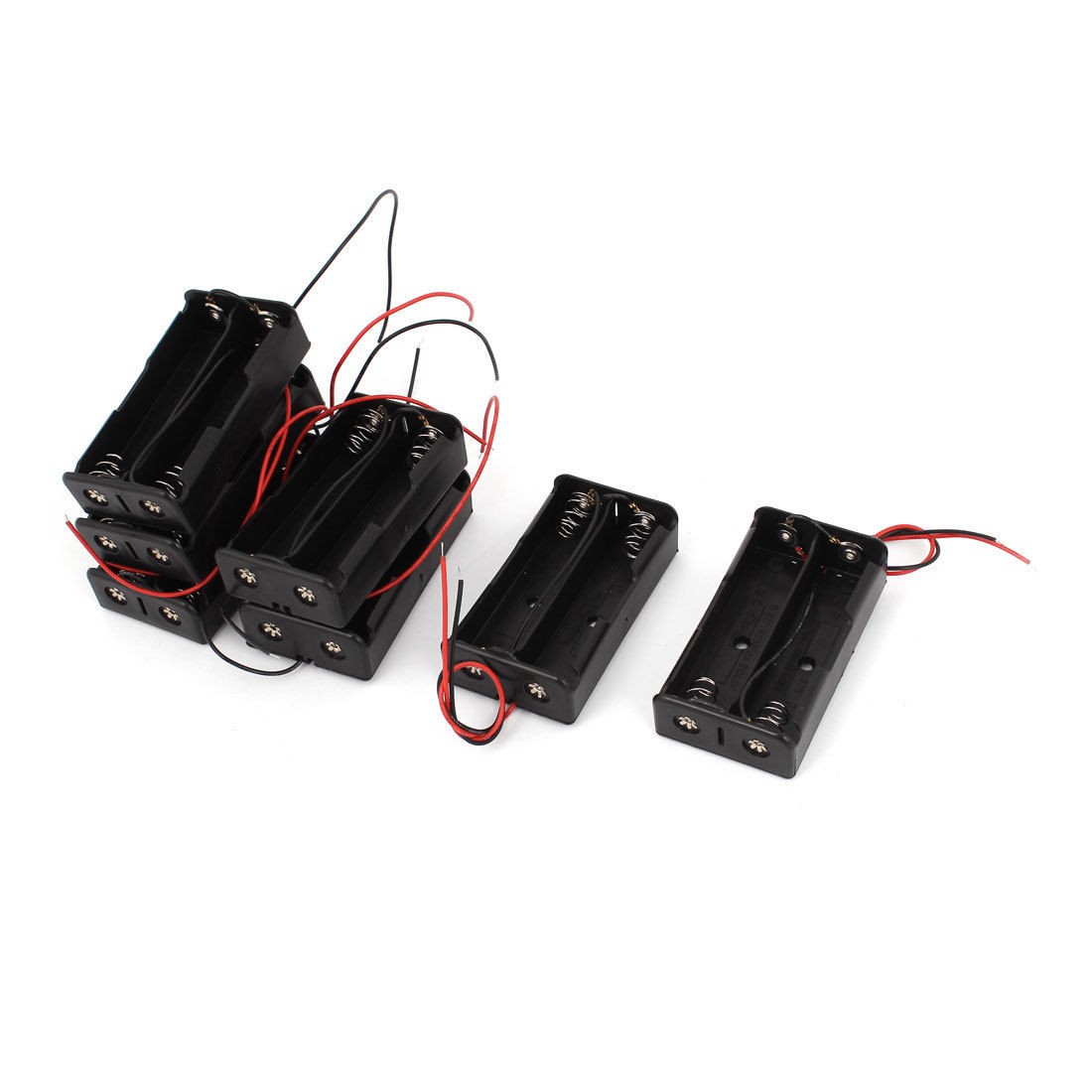 7 Pcs 2 Wired Plastic Battery Holder Case Black for 2 x 18650 3 7V Batteries