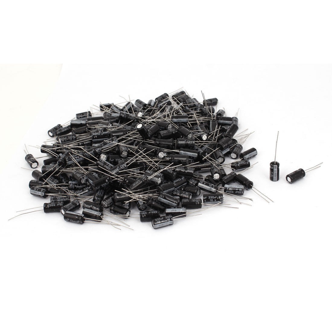 1000pcs 12mm x 6mm Aluminum Radial Lead Electrolytic Capacitors 330uF 16V 105C