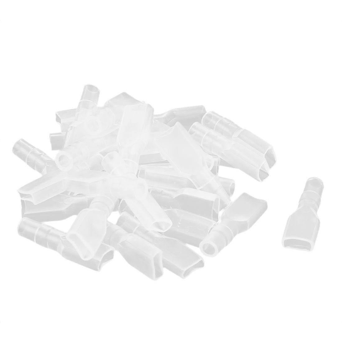 4 8mm Female Spade Connector Terminal PVC Insulation Sleeve Cover Clear 30 Pcs