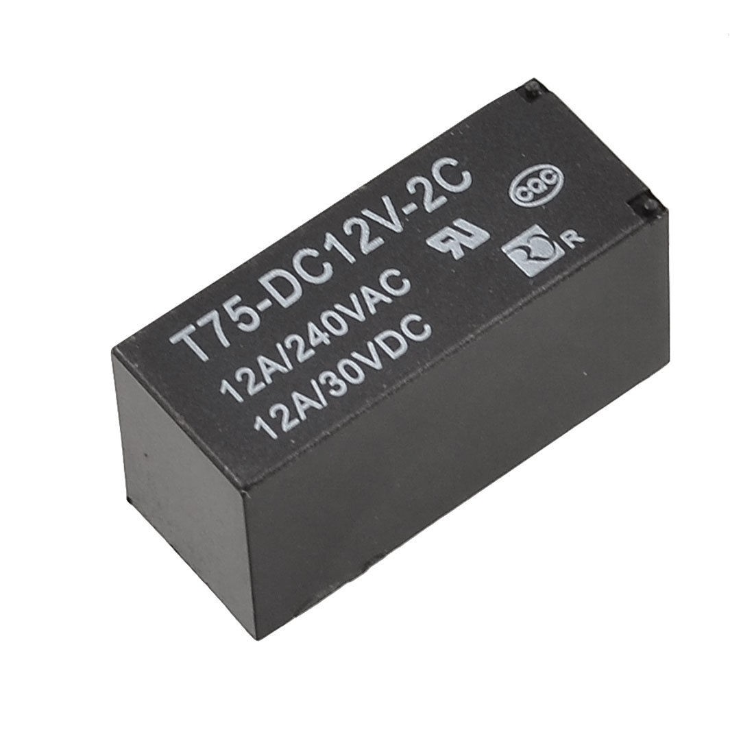 Black Plastic Rectangle Case 12V DC SPDT 1NO 1NC Relay