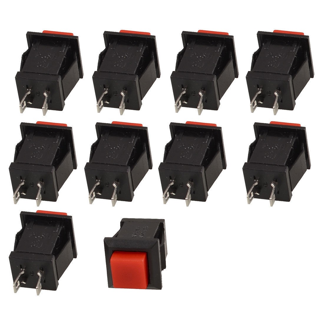 10 Pcs 2 Pin SPST Red Momentary Push Button Switch N/O NO AC 125V/4A 250V/2A