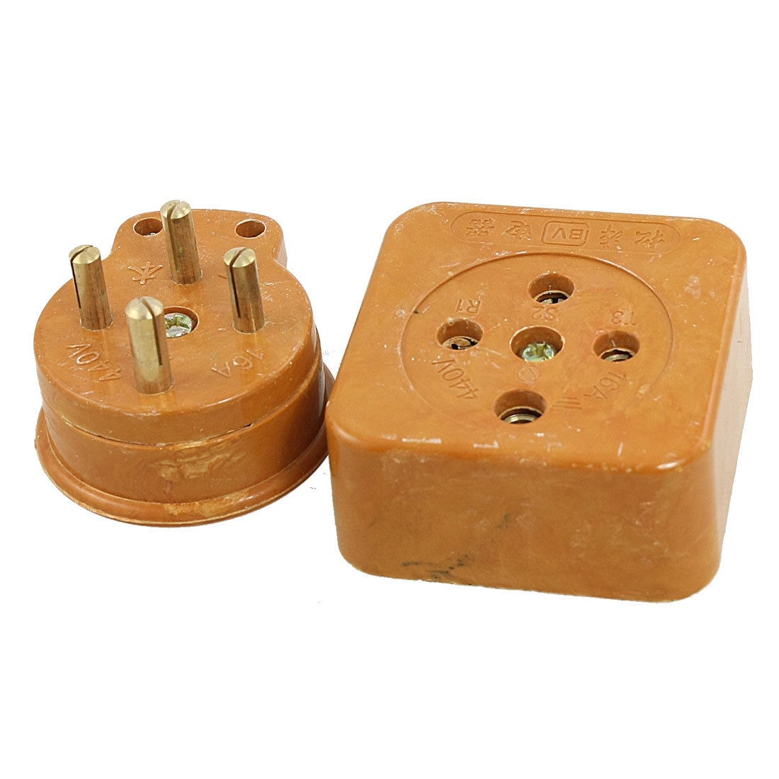 Industrial AC440V 16A Three Phase 4 Round Pin Socket w Plug 