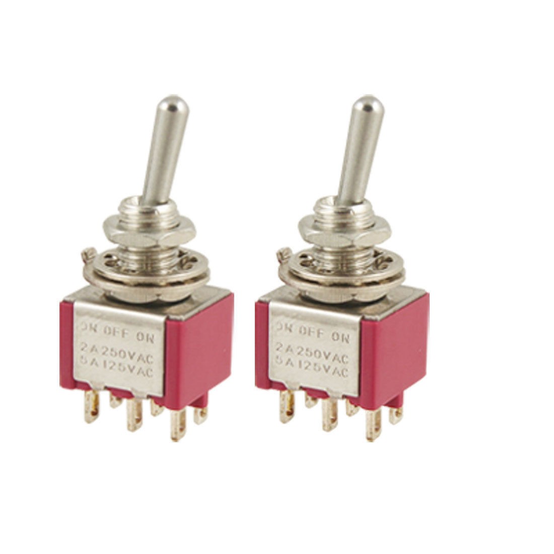 2 Pcs Solder Lug Terminals DPDT On/Off/On Toggle Switch