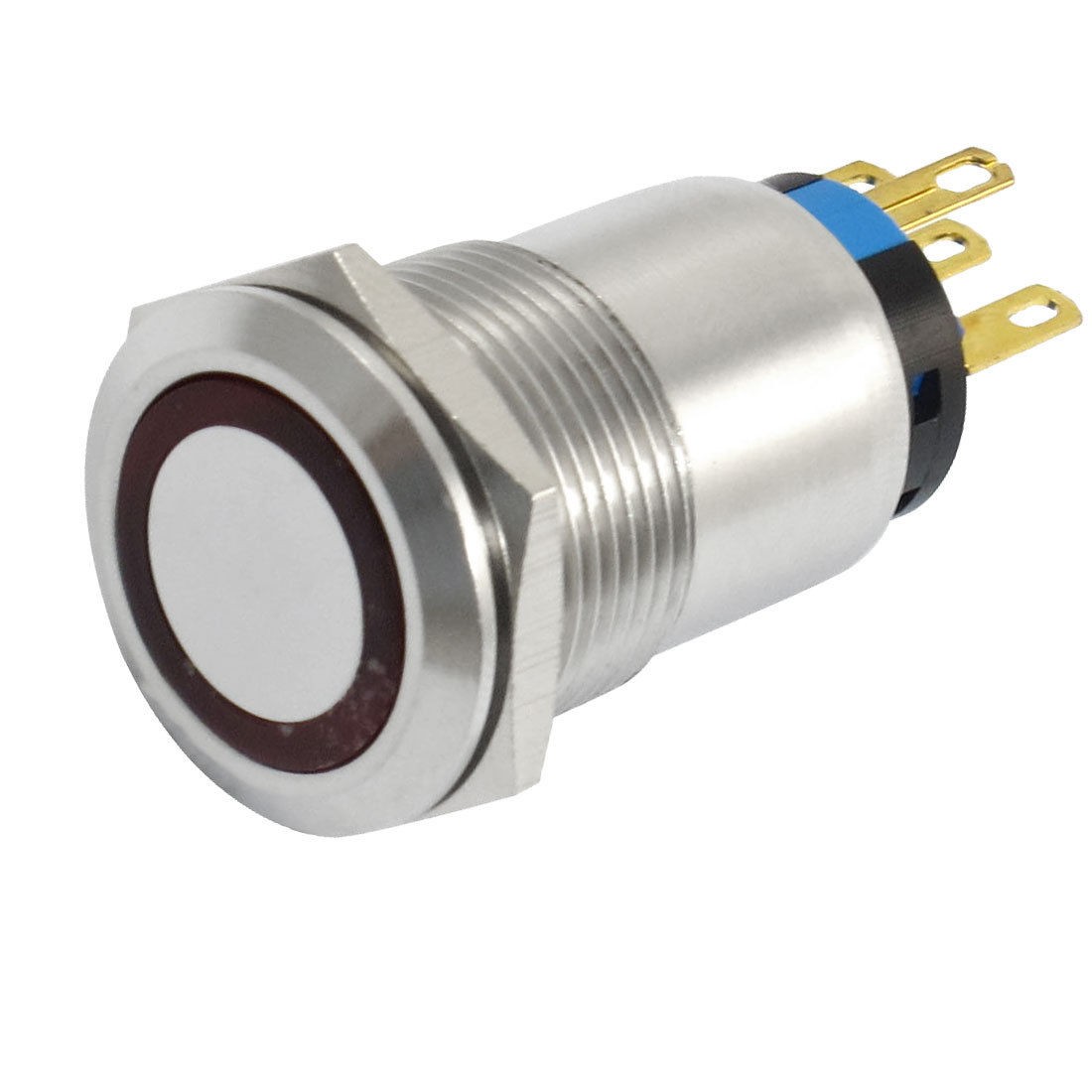 Red Lamp 17mm Threaded Momentary Stainless Push Button Switch