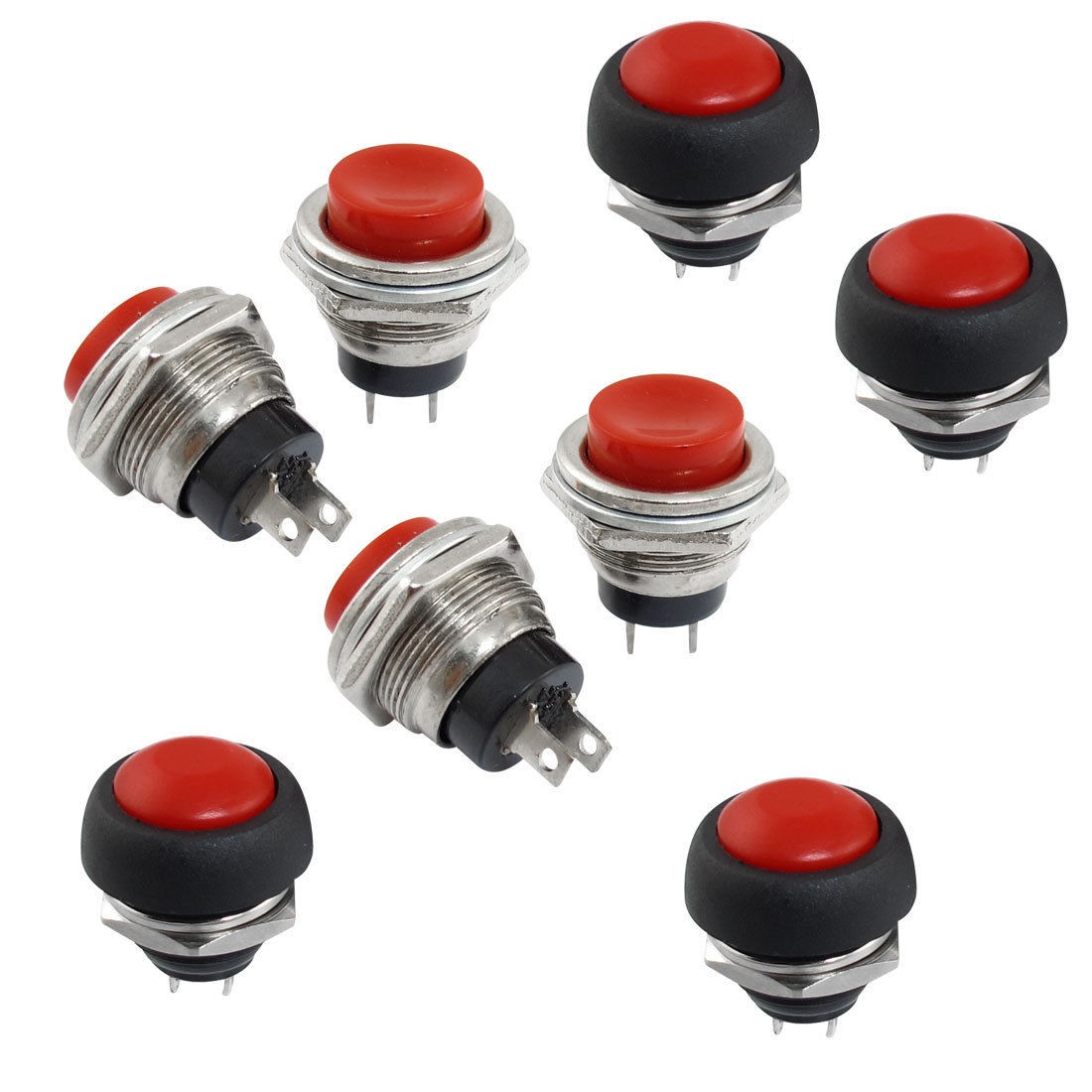 8 Pcs 3A 125V 1.5A 250VAC SPST Round Red Momentary Pushbutton Switch