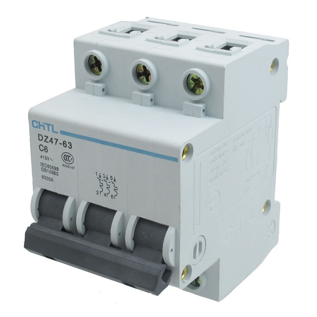 AC 415V Rated Current 6A 3 Pole Miniature Circuit Breaker