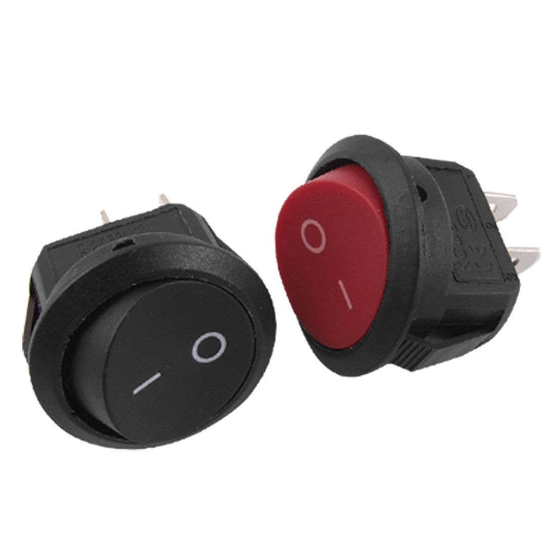 2pcs ON-OFF I/O SPST 2 Pin Snap in Round Boat Rocker Switch 6A/250V 10A/125V AC