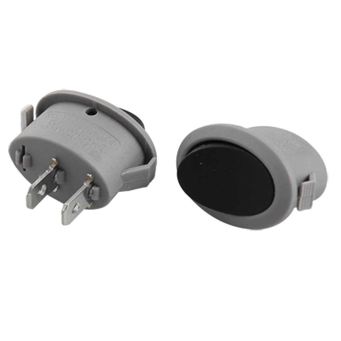 AC 250V/6A 125V/10A SPST 2 Pin 2-Position Oval Rocker Switch 5Pcs