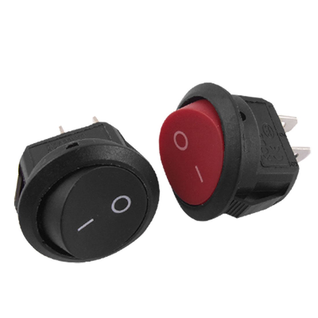 AC 6A/250V 10A/125V ON-OFF I/O SPST 2 Pin Snap in Round Boat Rocker Switch x2pcs