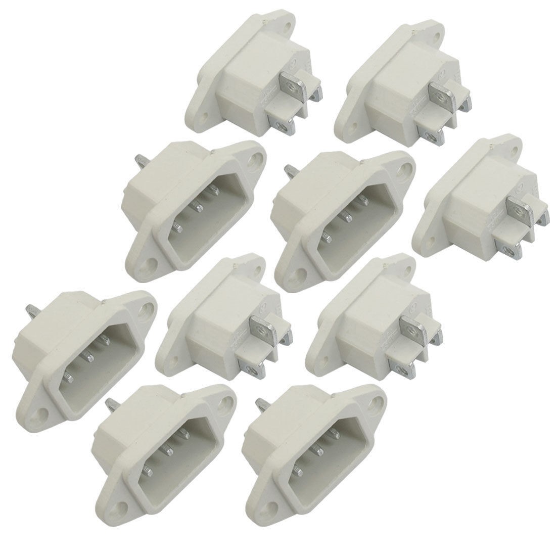 10 Pcs AC 250V 10A 3 Terminals C14 Male Power Inlet Socket Plug Connector White