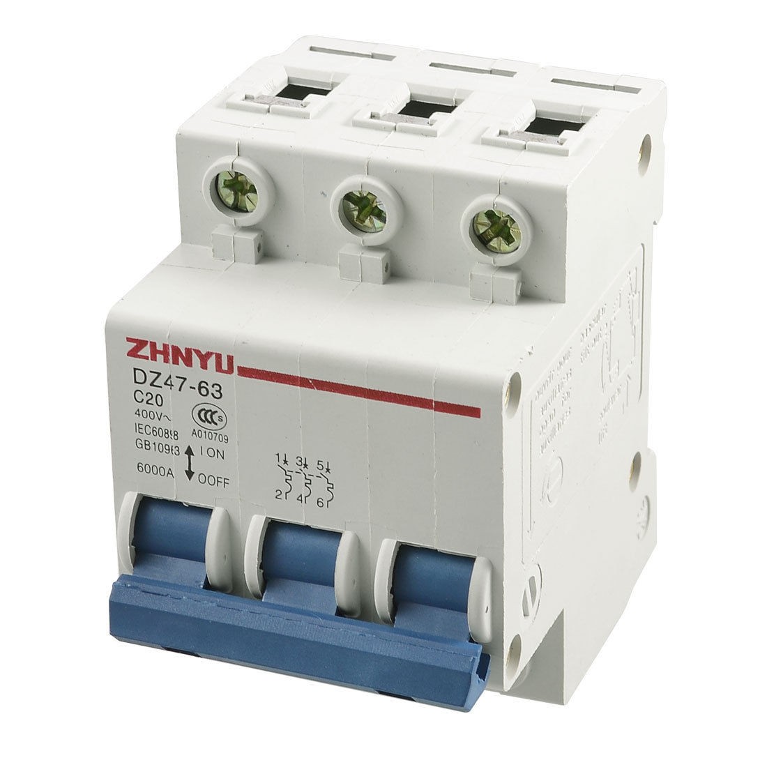 DZ47-63 C20 AC 400V 20A 3 Pole MCB Miniature Circuit Breaker