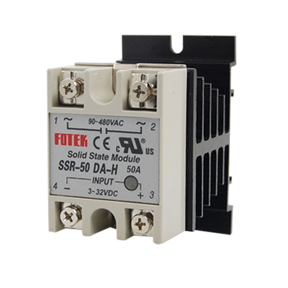 Single Phase Solid State Relay SSR-50DA 50A 90-480V AC w Heat Sink