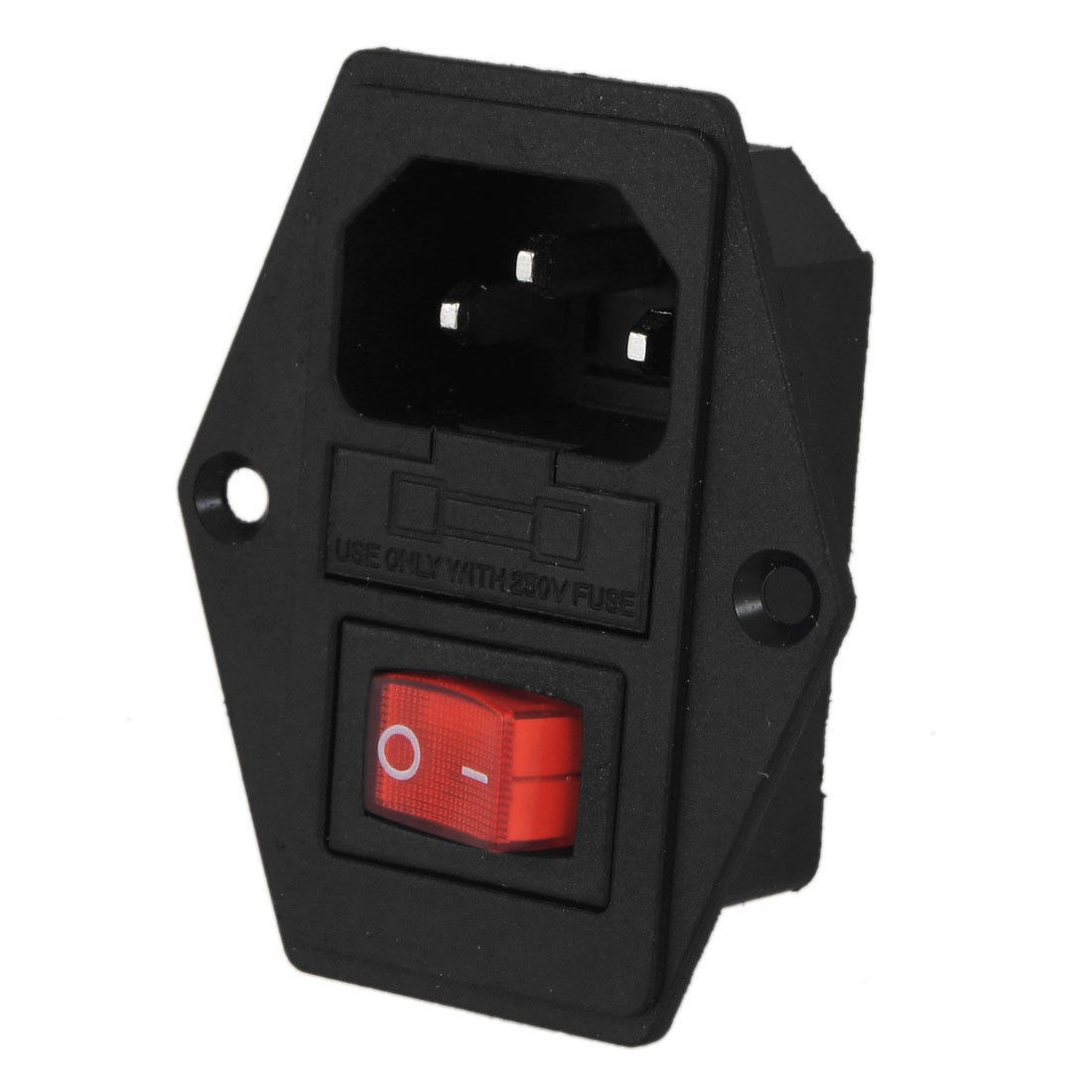 Black Red AC 250V 10A 3 Pin 6 Terminals Power Socket w Switch