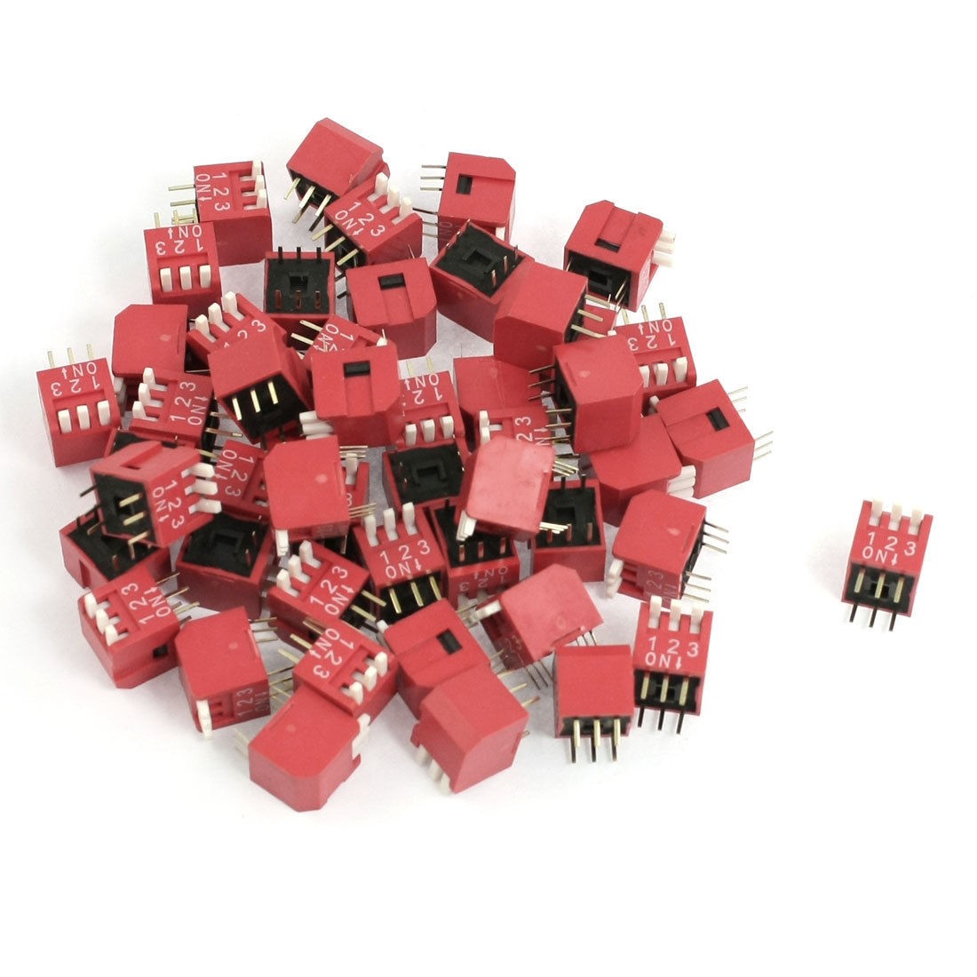 50 Pcs 2.54mm Pitch Dual Rows 3 Positions Slide Type DIP Switches