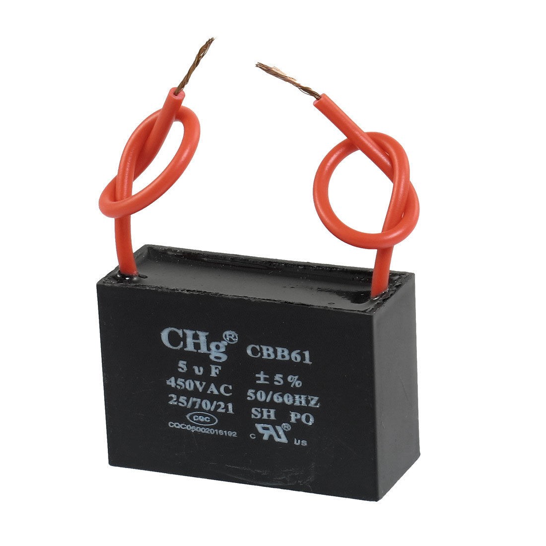CBB61 Model 5uF AC 450V Rectangle 2-Wire Non Polar Motor Run Capacitor