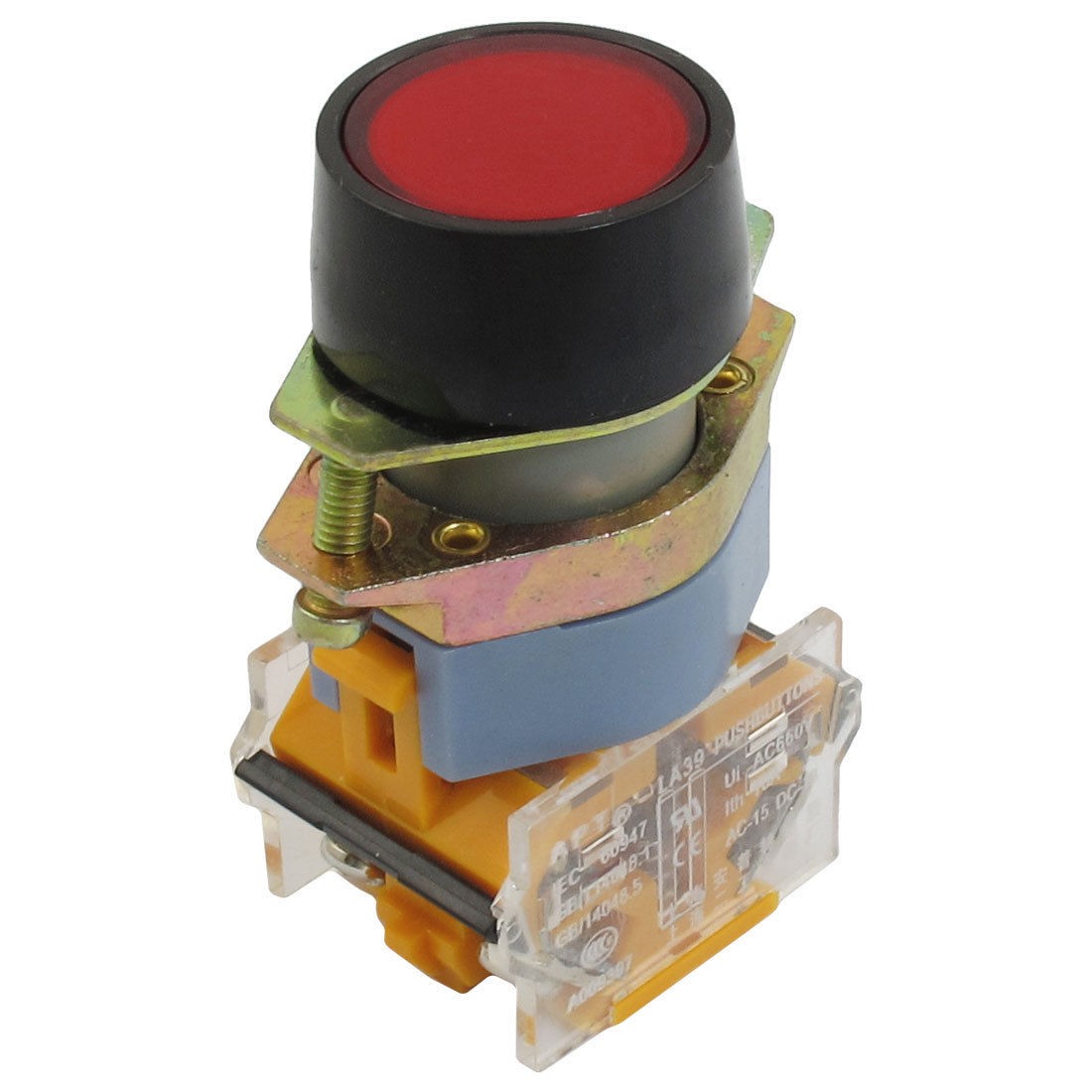 Red Latching Flat Button AC 660V 10A 1NO 1NC DPST Pushbutton Switch