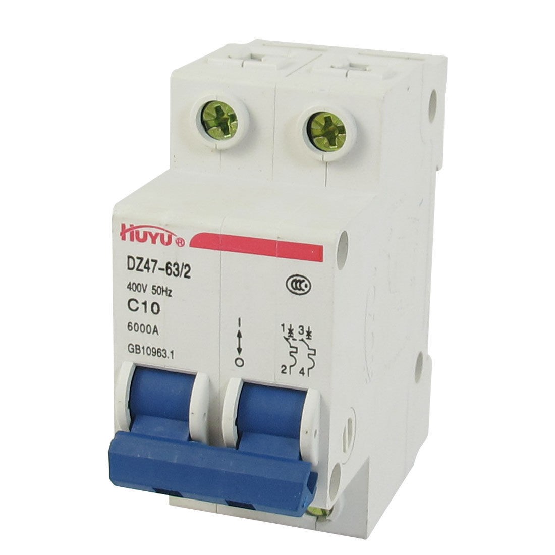 AC 400V 10A 2 Pole 1P On-Off Switch Miniature Circuit Breaker DZ47-63 C10