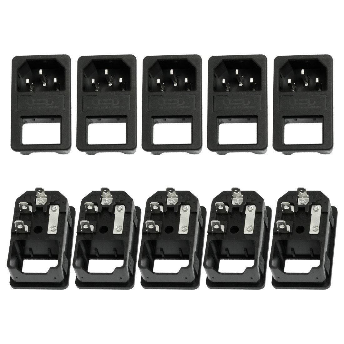10 Pcs AC 250V 10A IEC 320 C14 3 Pin Clamp Type Power Inlet Socket